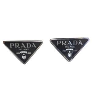 PRADA Symbole Silver and Black enamel earrings (PRXX018)